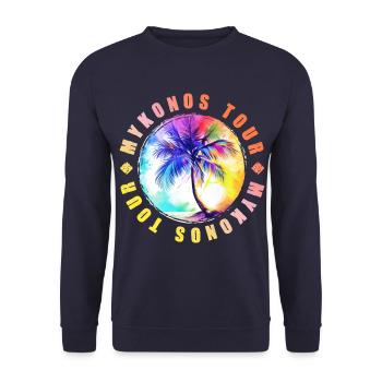 Mykonos Tour Bunt - Unisex Pullover - Navy - Vorne - Alina (178cm) & Michal (187cm)