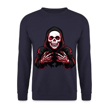 Skull Halloween - Unisex Pullover - Navy - Vorne - Alina (178cm) & Michal (187cm)