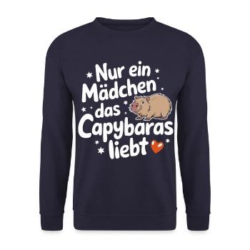 Capybara Wasserschwein Capybaras - Unisex Pullover - Navy - Vorne - Alina (178cm) & Michal (187cm)