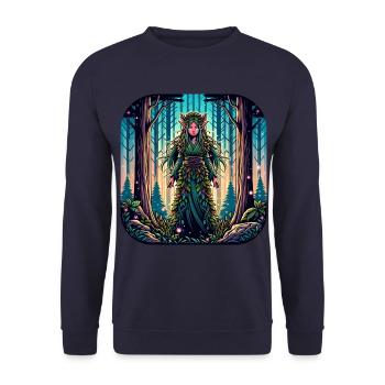 Magical Wood Elf in the Mystic Forest - Unisex Sweatshirt - navy - Front - Alina (178cm) & Michal (187cm)