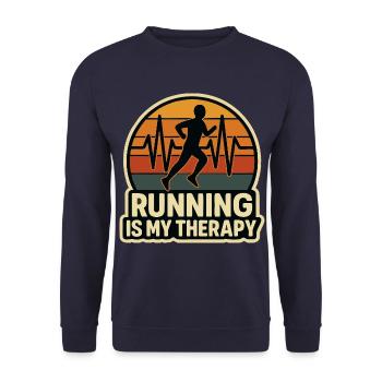 Running is my therapy Running Sport - Unisex Sweatshirt - navy - Front - Alina (178cm) & Michal (187cm)