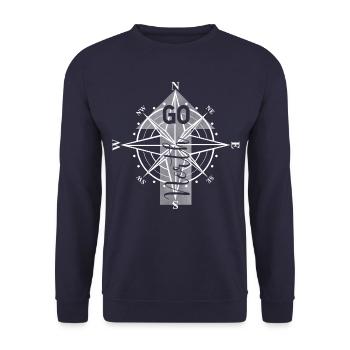 Go North white - Unisex Sweatshirt - navy - Front - Alina (178cm) & Michal (187cm)