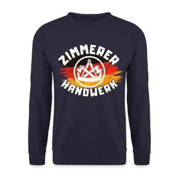 Zimmerer Handwerk - Unisex Pullover - Navy - Vorne - Alina (178cm) & Michal (187cm)