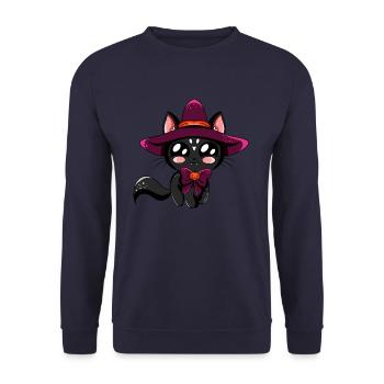 Halloween Cat - Unisex Sweatshirt - navy - Front - Alina (178cm) & Michal (187cm)