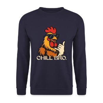 CHILL BRO. - Colles Huhn mit Sonnenbrille - Unisex Pullover - Navy - Vorne - Alina (178cm) & Michal (187cm)