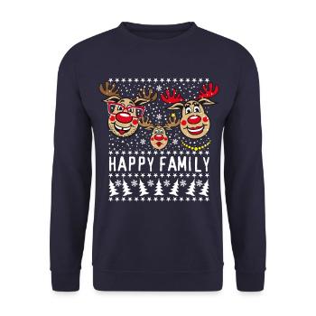94 Hirsch Rudolph HAPPY FAMILY Papa Mama Kind - Unisex Pullover - Navy - Vorne - Alina (178cm) & Michal (187cm)