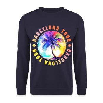 Visite de Barcelone colorée - Sweat-shirt Unisexe - marine - Devant - Alina (178cm) & Michal (187cm)