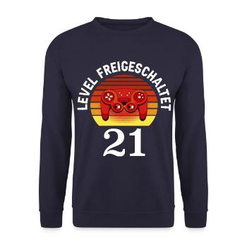 Niveau 21 Débloqué 21 Anniversaire 21 ans - Sweat-shirt Unisexe - marine - Devant - Alina (178cm) & Michal (187cm)