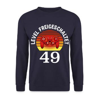 Level 49 Unlocked 49 Birthday 49 years old - Unisex Sweatshirt - navy - Front - Alina (178cm) & Michal (187cm)