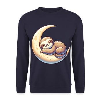 Relaxed sloth dream on moon swing - Unisex Sweatshirt - navy - Front - Alina (178cm) & Michal (187cm)