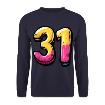 31 Nombre Coloré - Sweat-shirt Unisexe - marine - Devant - Alina (178cm) & Michal (187cm)