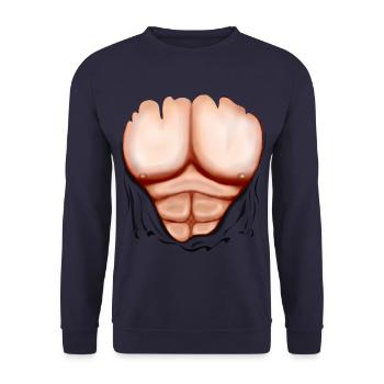 Ripped Muscles, six pack, chest T-shirt - Unisex Sweatshirt - navy - Front - Alina (178cm) & Michal (187cm)