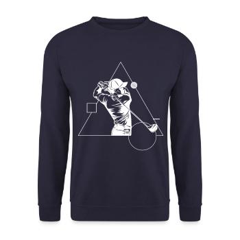 Golf Golfplatz Golfer Geometrie - Unisex Pullover - Navy - Vorne - Alina (178cm) & Michal (187cm)