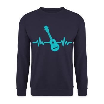 Herzschlag Gitarre - Rock 'n' Roll Punk Band Metal - Unisex Pullover - Navy - Vorne - Alina (178cm) & Michal (187cm)