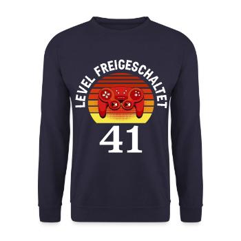 Level 41 Unlocked 41 Birthday 41 years old - Unisex Sweatshirt - navy - Front - Alina (178cm) & Michal (187cm)