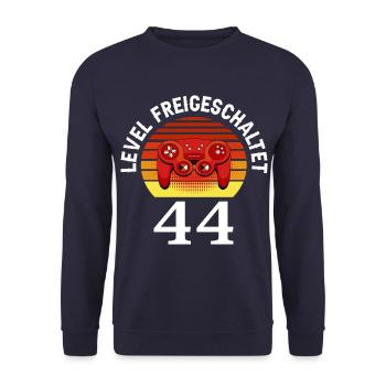 Level 44 Freigeschaltet 44 Geburtstag 44 Jahre alt - Unisex Pullover - Navy - Vorne - Alina (178cm) & Michal (187cm)