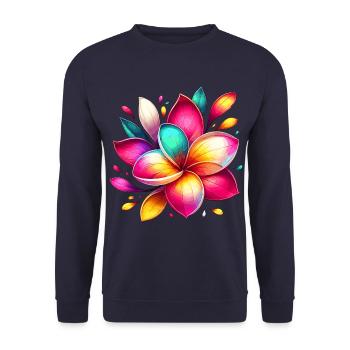 Colorful flower in rainbow colors - Unisex Sweatshirt - navy - Front - Alina (178cm) & Michal (187cm)