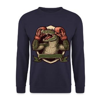 Alligator Boxer MMA Logo - Unisex Pullover - Navy - Vorne - Alina (178cm) & Michal (187cm)