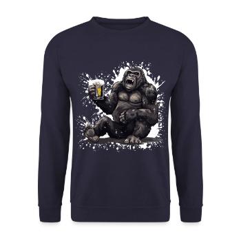Gorilla Beer Funny - Unisex Sweatshirt - navy - Front - Alina (178cm) & Michal (187cm)