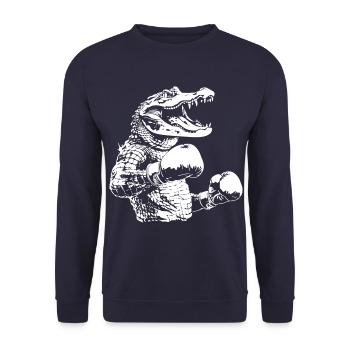 Alligator Boxen Kämpfer MMA - Unisex Pullover - Navy - Vorne - Alina (178cm) & Michal (187cm)