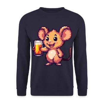 Mouse Pixel Beer - Unisex Sweatshirt - navy - Front - Alina (178cm) & Michal (187cm)