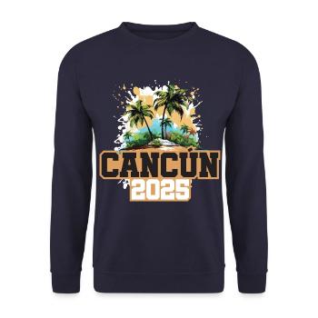 Cancun 2025 Palmen - Unisex Pullover - Navy - Vorne - Alina (178cm) & Michal (187cm)