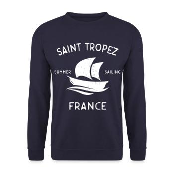 Saint Tropez Summer Sailing France Vintage - Unisex Pullover - Navy - Vorne - Alina (178cm) & Michal (187cm)