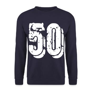 50 number jersey - Unisex Sweatshirt - navy - Front - Alina (178cm) & Michal (187cm)