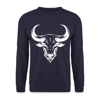 Bull Animal Head Skeleton Bull - Unisex Sweatshirt - navy - Front - Alina (178cm) & Michal (187cm)