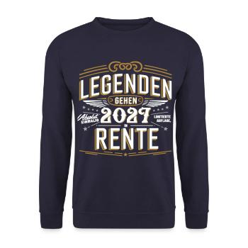 Legenden Gehen 2027 In Rente - Unisex Pullover - Navy - Vorne - Alina (178cm) & Michal (187cm)