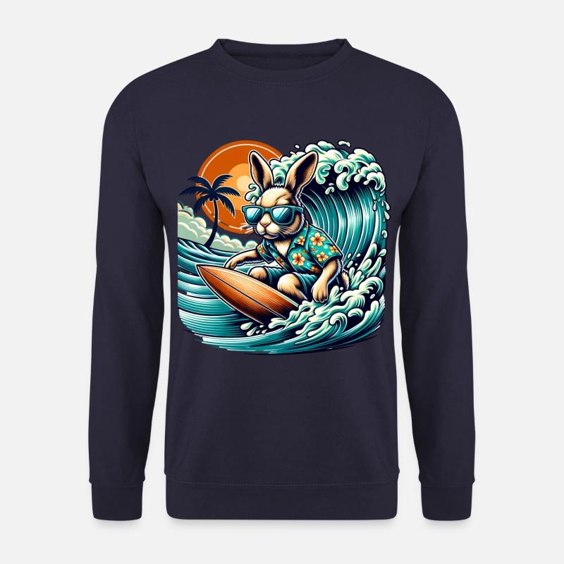 Surfen Sommer Hase Wellenreiten Abenteuer - Unisex Pullover - Navy