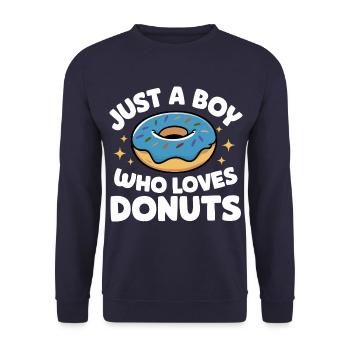 Donut Donuts Süßigkeiten Bagel - Unisex Pullover - Navy - Vorne - Alina (178cm) & Michal (187cm)
