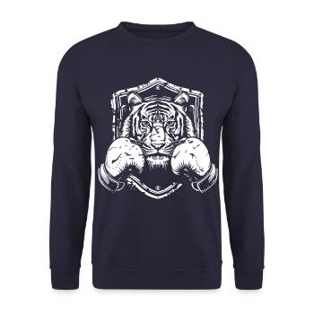Tiger Boxer Fighter - Sweat-shirt Unisexe - marine - Devant - Alina (178cm) & Michal (187cm)