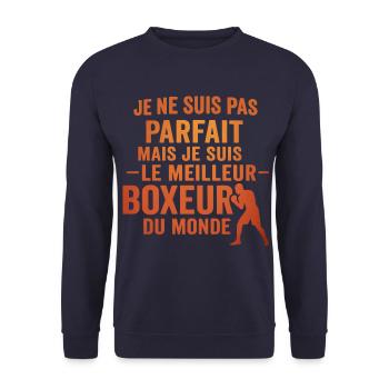 Pas parfait boxeur idée cadeau Boxe Humour Sport - Sweat-shirt Unisexe - marine - Devant - Alina (178cm) & Michal (187cm)