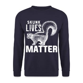 Stinktier Leben zählen auch - Unisex Pullover - Navy - Vorne - Alina (178cm) & Michal (187cm)