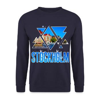 Stockholm Schweden Sweden Skyline Stadt City - Unisex Pullover - Navy - Vorne - Alina (178cm) & Michal (187cm)