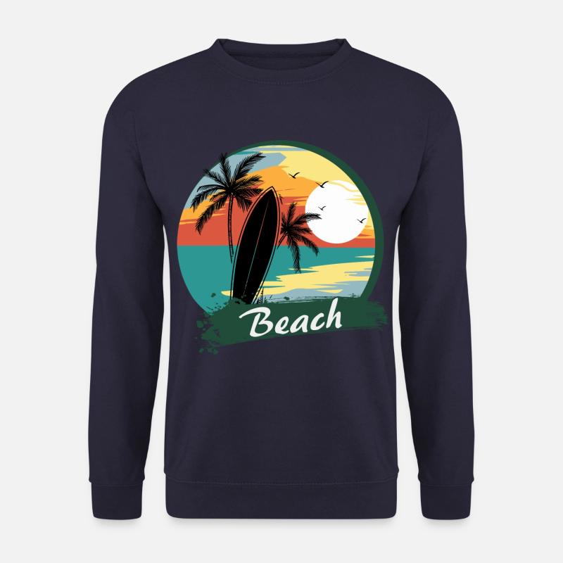 Surfbrett mit Palmen am Strand - Unisex Pullover - Navy