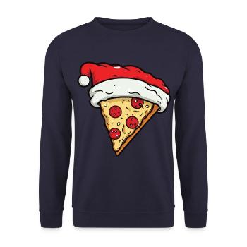 Pizza Noël Bande Dessinée - Sweat-shirt Unisexe - marine - Devant - Alina (178cm) & Michal (187cm)