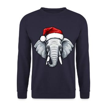Elephant Head Christmas Xmas - Unisex Sweatshirt - navy - Front - Alina (178cm) & Michal (187cm)