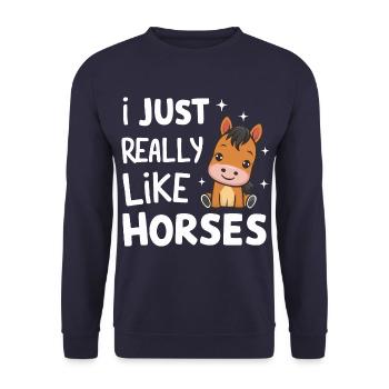 Horse Horse Riding Horse Riding Jumping - Unisex Sweatshirt - navy - Front - Alina (178cm) & Michal (187cm)