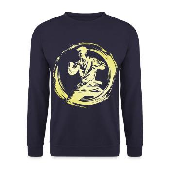Karate Mann - Unisex Pullover - Navy - Vorne - Alina (178cm) & Michal (187cm)