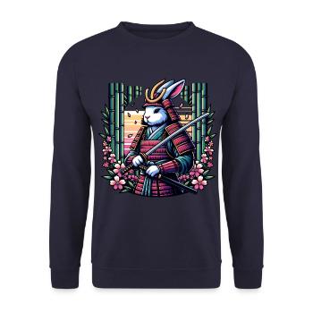Lapin samouraï dans une forêt de bambous - Sweat-shirt Unisexe - marine - Devant - Alina (178cm) & Michal (187cm)