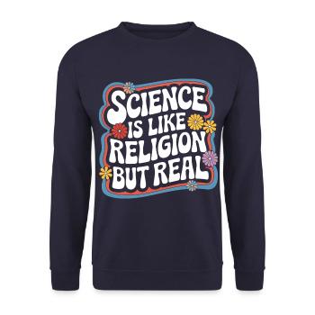 Atheismus Atheist Anti-Religion Agnostiker - Unisex Pullover - Navy - Vorne - Alina (178cm) & Michal (187cm)