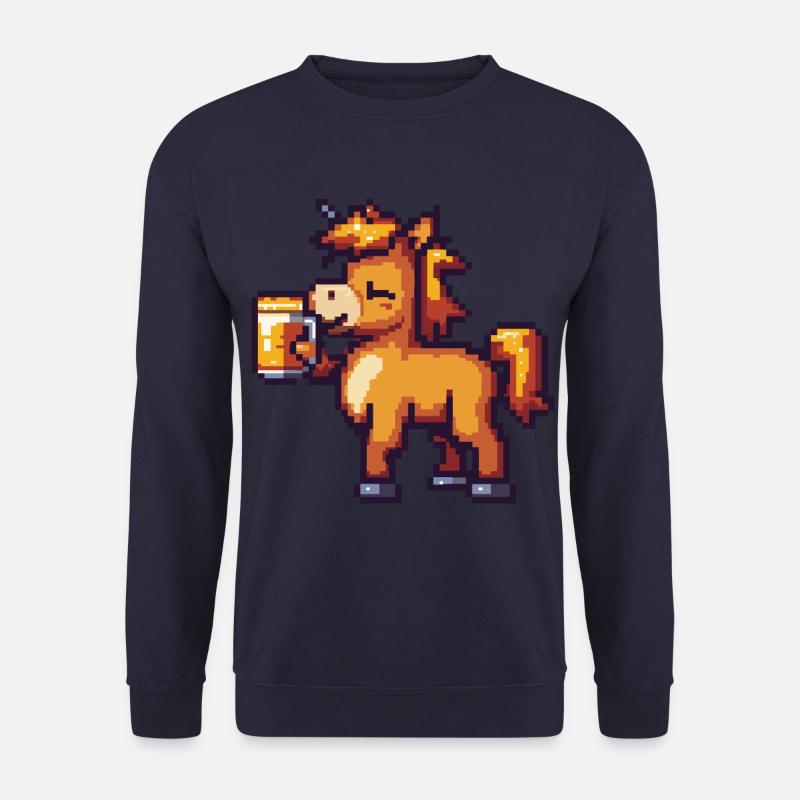 Pferd Pixel Bier - Unisex Pullover - Navy