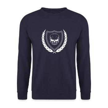 Crâne en blason - Sweat-shirt Unisexe - marine - Devant - Alina (178cm) & Michal (187cm)