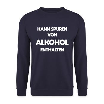 Kann Spuren von Alkohol enthalten - Unisex Pullover - Navy - Vorne - Alina (178cm) & Michal (187cm)