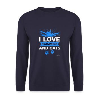 Swimming water sport cat holiday gift - Unisex Sweatshirt - navy - Front - Alina (178cm) & Michal (187cm)