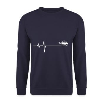 Heartbeat for an electric car Electric Pulse Spirit - Unisex Sweatshirt - navy - Front - Alina (178cm) & Michal (187cm)