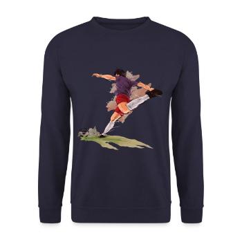 Fußballspieler - Unisex Pullover - Navy - Vorne - Alina (178cm) & Michal (187cm)