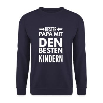 Bester Papa mit den besten Kindern - Unisex Pullover - Navy - Vorne - Alina (178cm) & Michal (187cm)